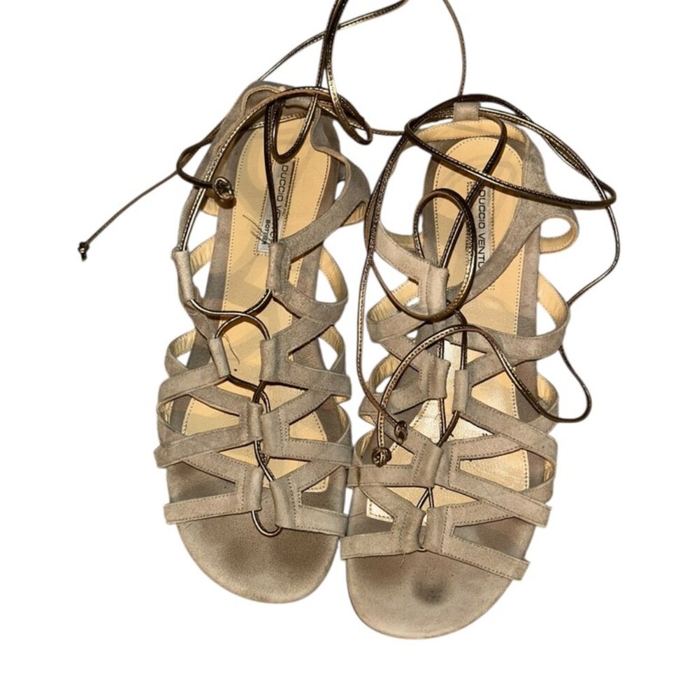 Duccio Venturi Botiere khaki leather gladiator Roman sandals 41 10